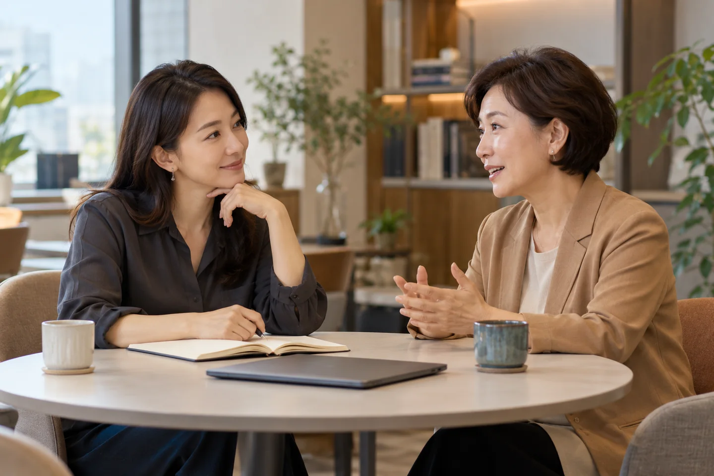 사업자의 고민을 듣고 상담 방향을 정리하는 일대일 상담 콘셉트